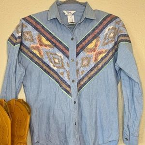 Vintage Wester Denim Button Down